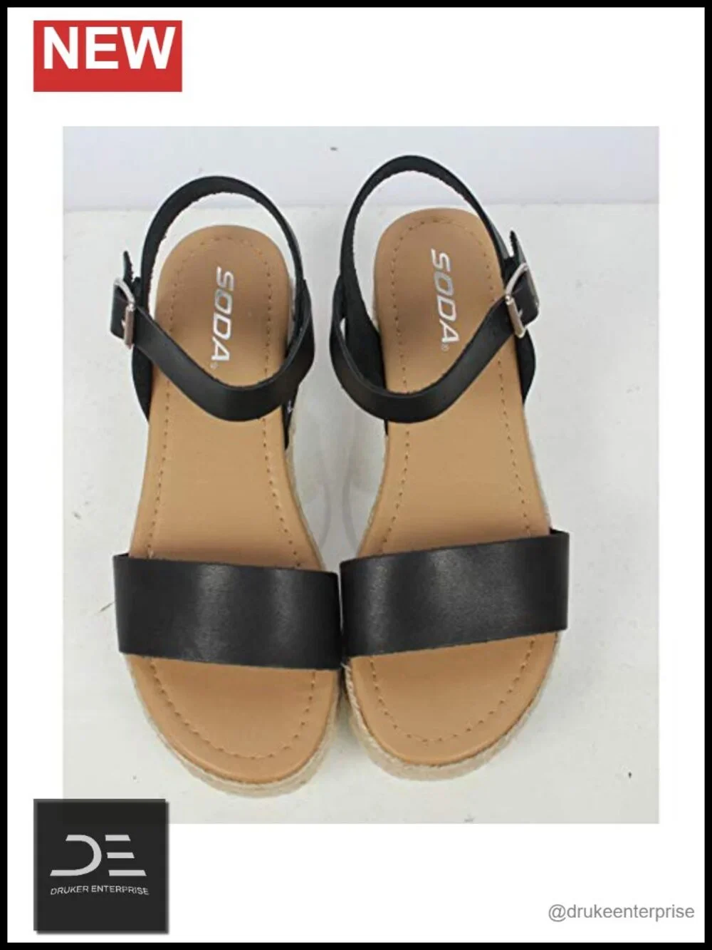 Women Open Toe Ankle Strap Platform Espadrille Wedge Sandal